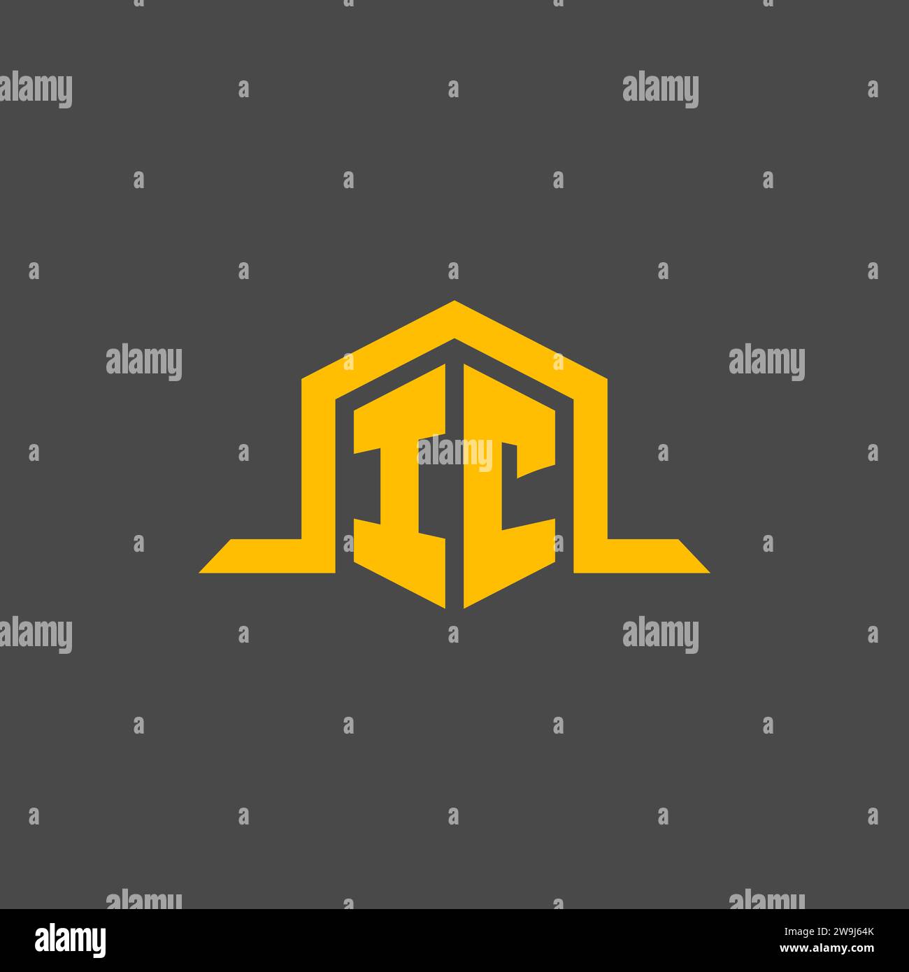 IC monogram initial logo with hexagon style design ideas Stock Vector