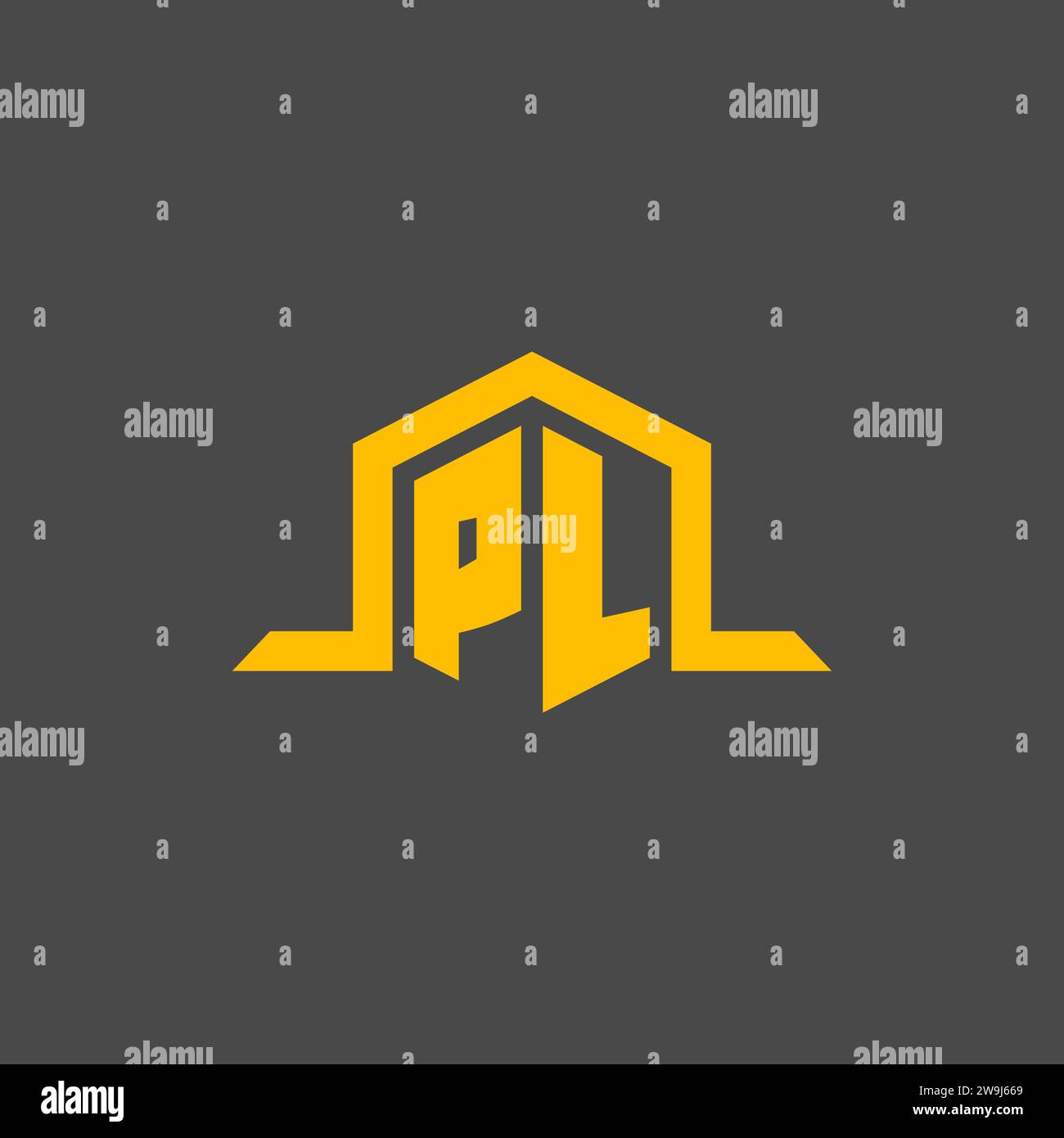 PL monogram initial logo with hexagon style design ideas Stock Vector