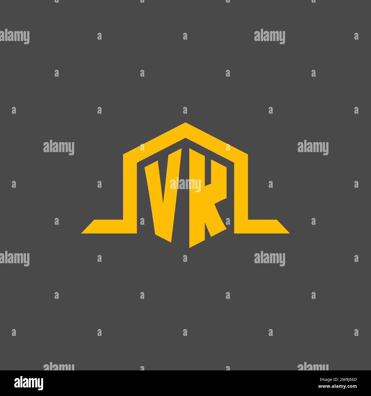 VK monogram initial logo with hexagon style design ideas Stock Vector