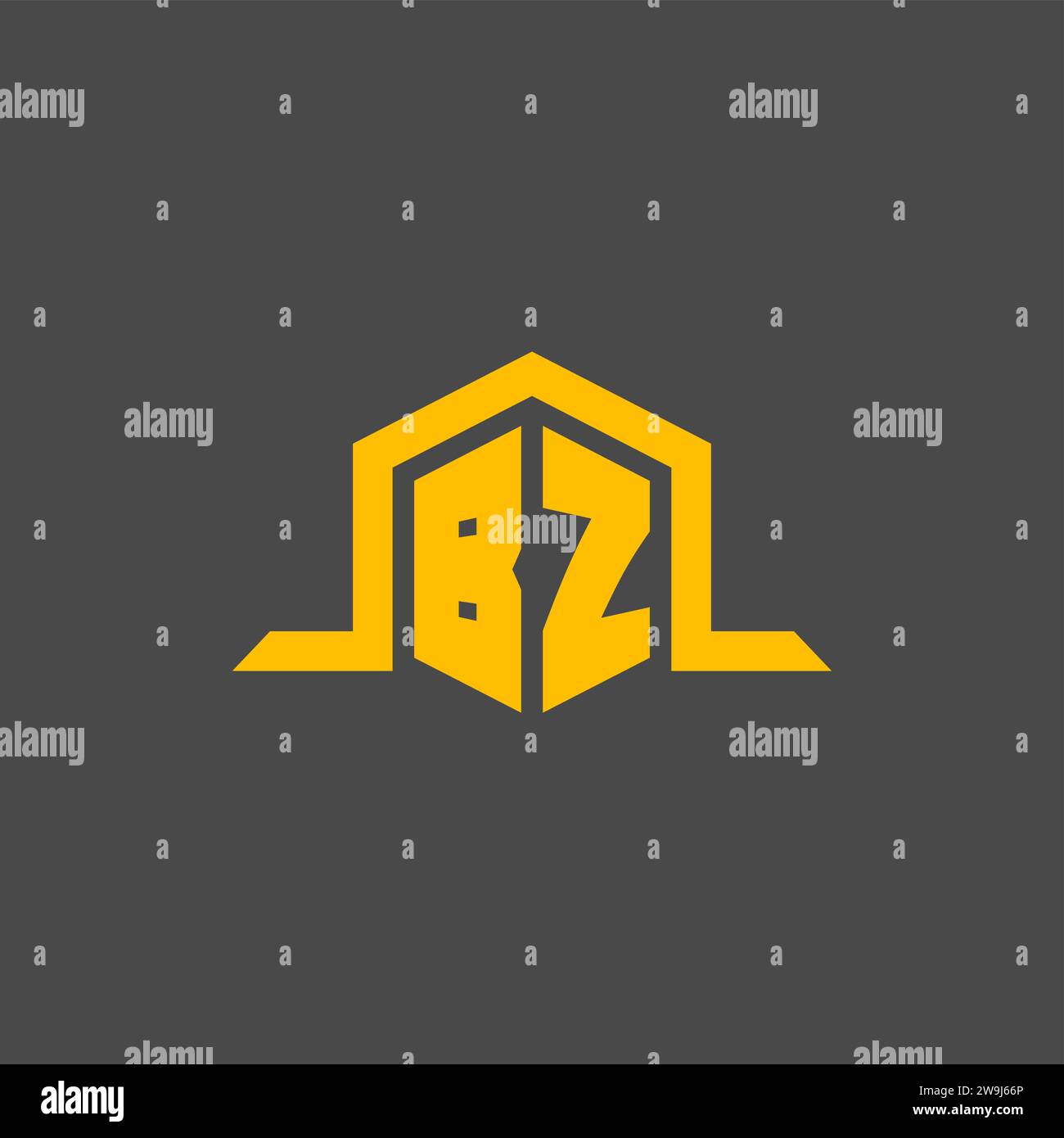 BZ monogram initial logo with hexagon style design ideas Stock Vector