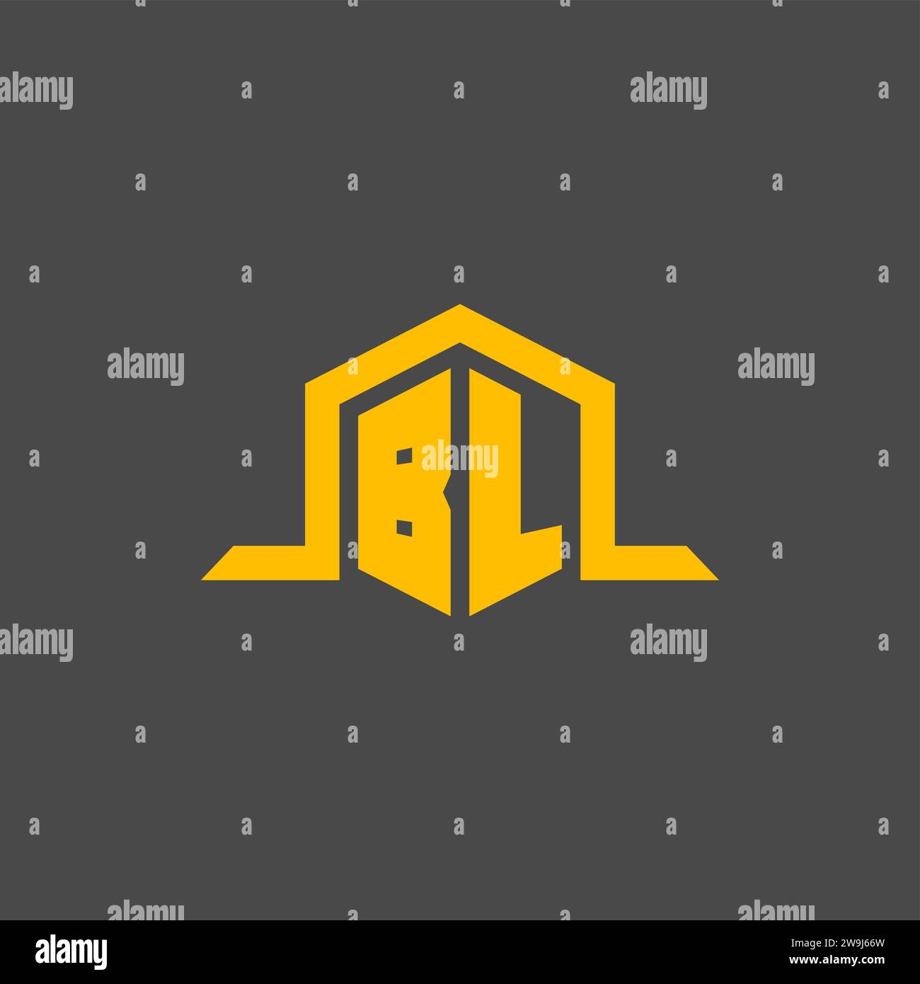BL monogram initial logo with hexagon style design ideas Stock Vector