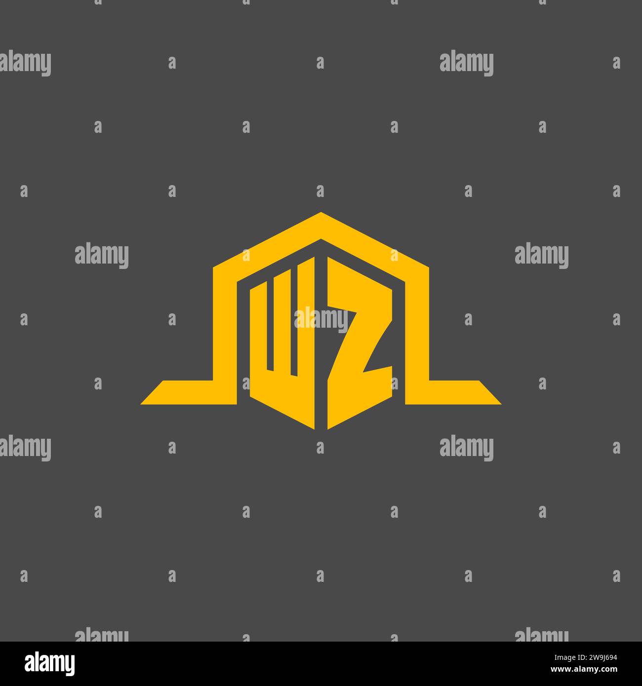 WZ monogram initial logo with hexagon style design ideas Stock Vector
