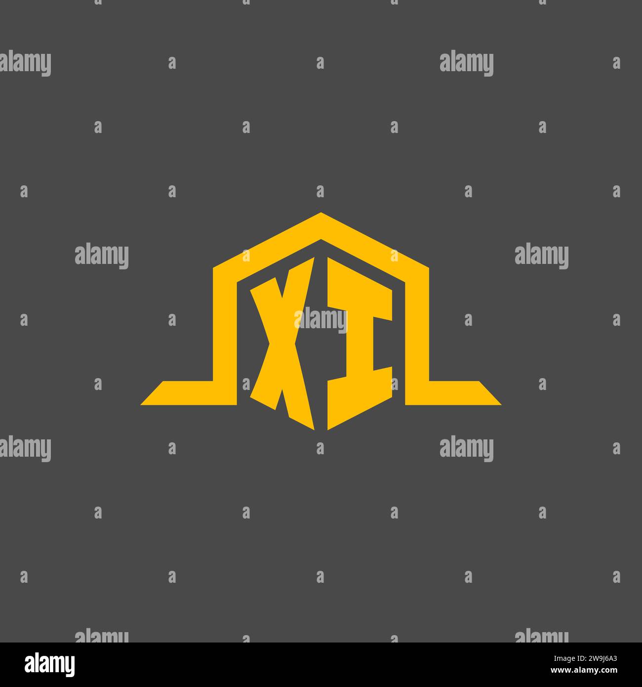 XI monogram initial logo with hexagon style design ideas Stock Vector