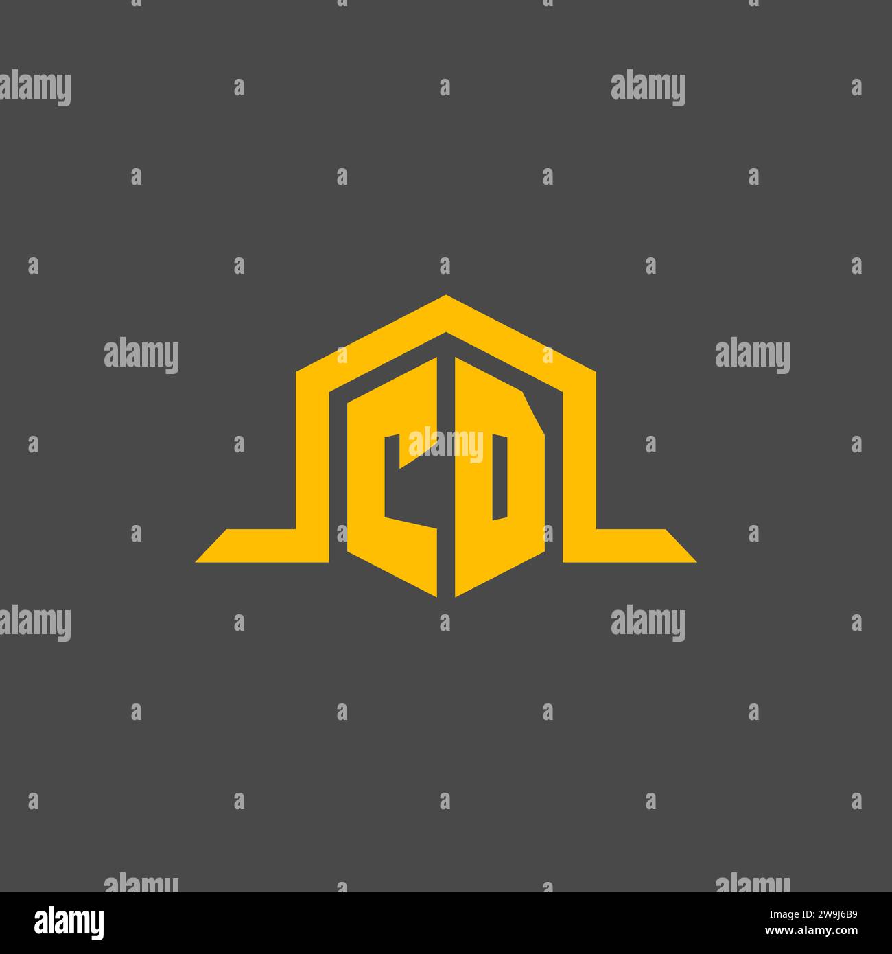 CD monogram initial logo with hexagon style design ideas Stock Vector