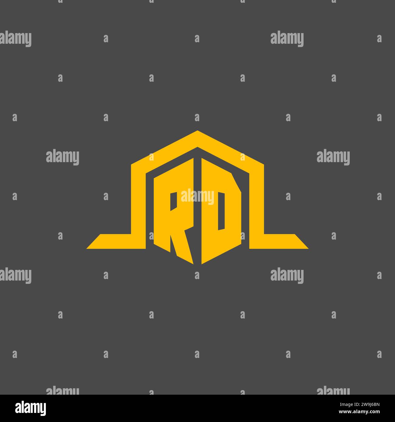 RD monogram initial logo with hexagon style design ideas Stock Vector
