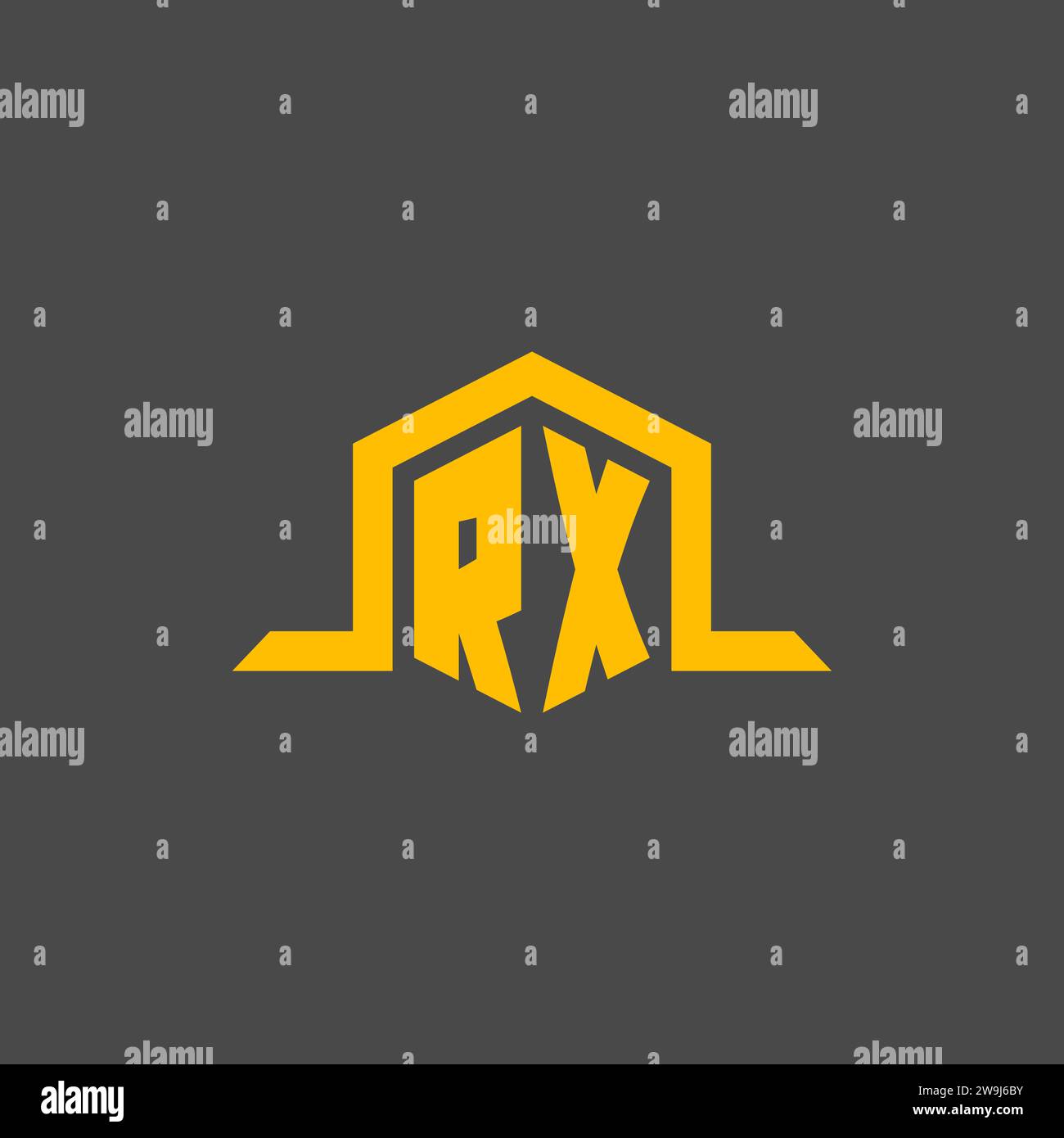 RX monogram initial logo with hexagon style design ideas Stock Vector