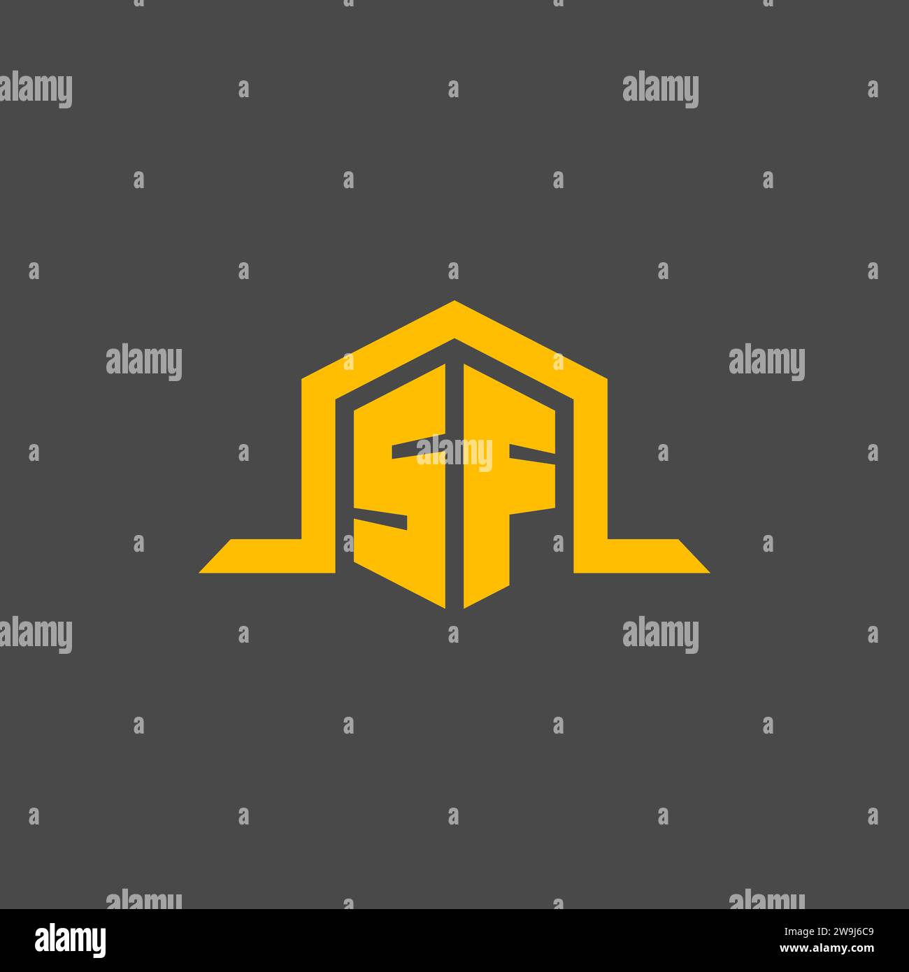 SF monogram initial logo with hexagon style design ideas Stock Vector