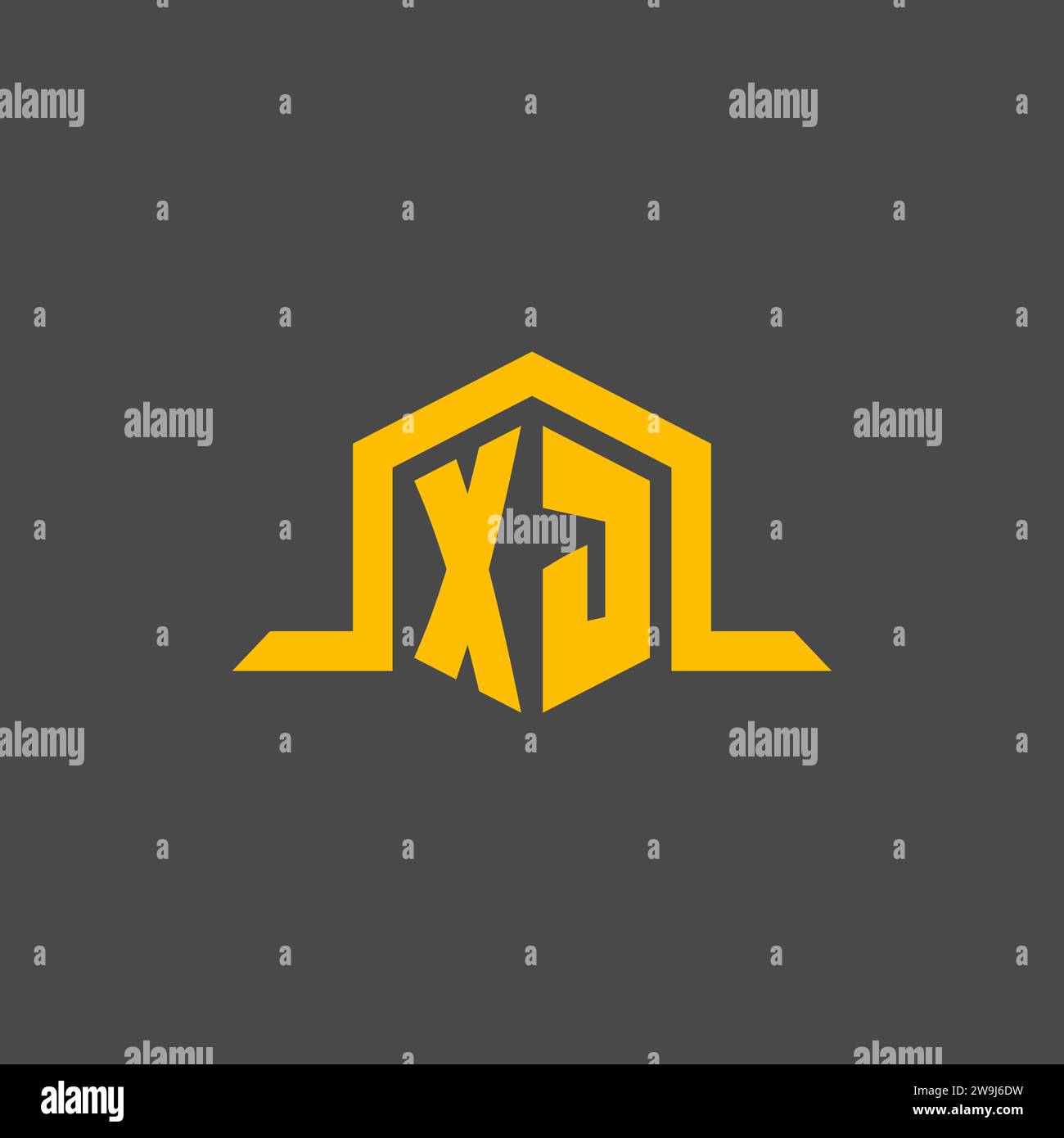 XJ monogram initial logo with hexagon style design ideas Stock Vector