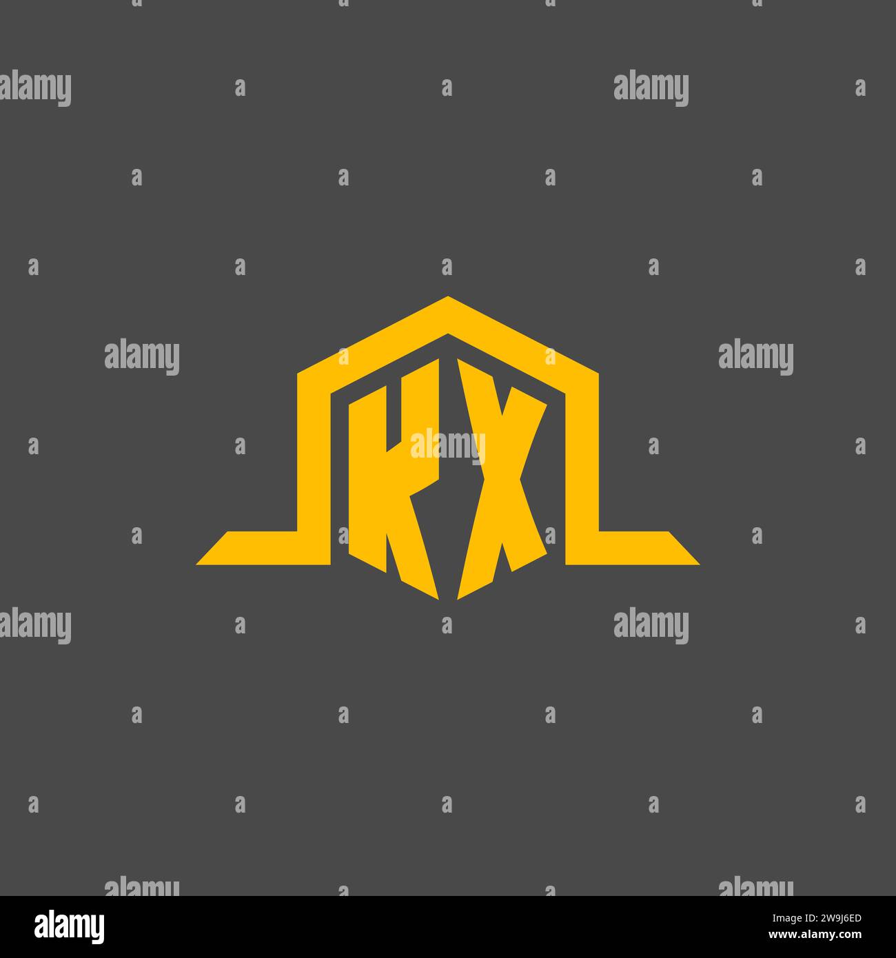 KX monogram initial logo with hexagon style design ideas Stock Vector