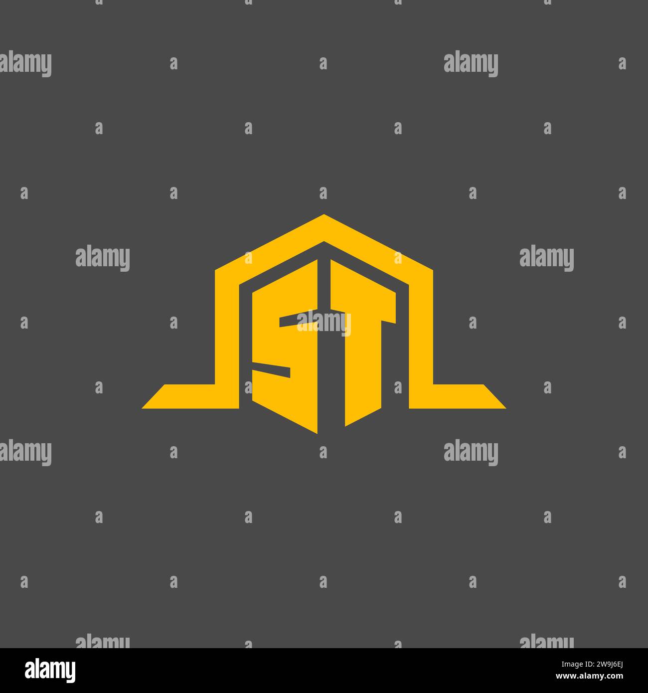 ST monogram initial logo with hexagon style design ideas Stock Vector