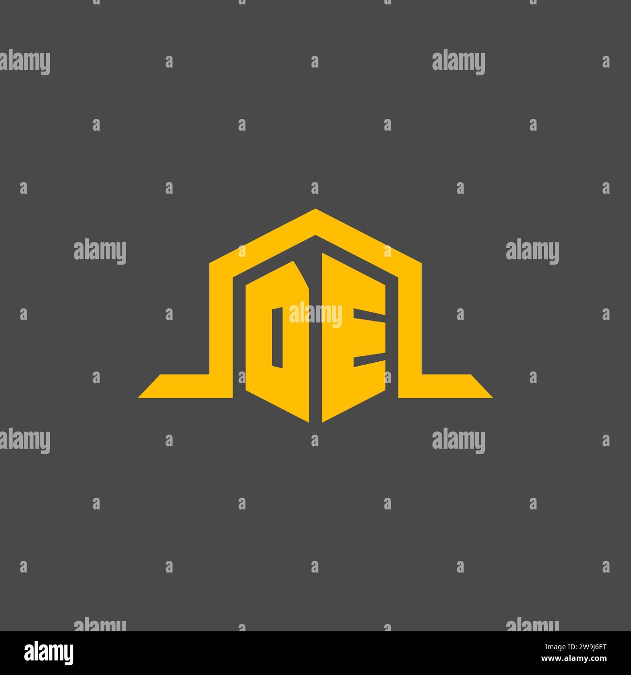 DE monogram initial logo with hexagon style design ideas Stock Vector