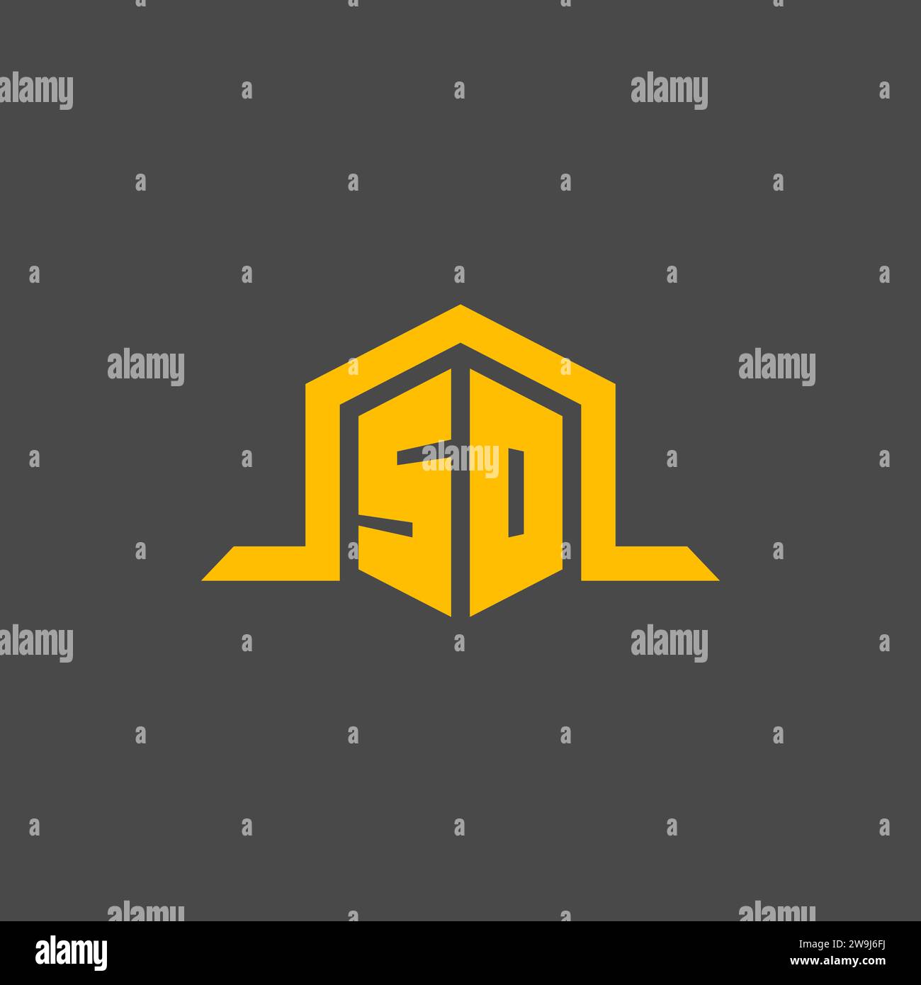 SO monogram initial logo with hexagon style design ideas Stock Vector