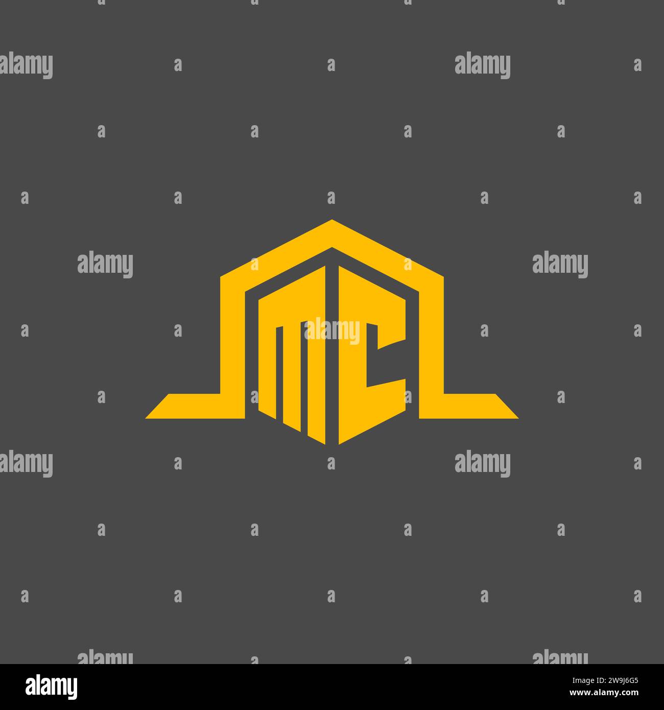 MC monogram initial logo with hexagon style design ideas Stock Vector