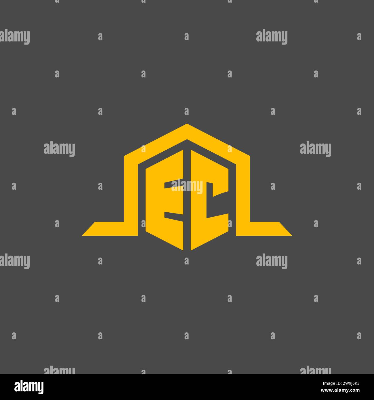 EC monogram initial logo with hexagon style design ideas Stock Vector