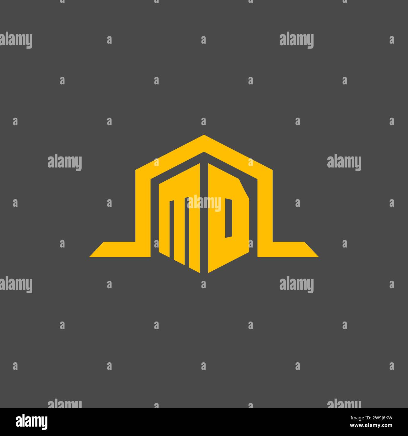 MD monogram initial logo with hexagon style design ideas Stock Vector