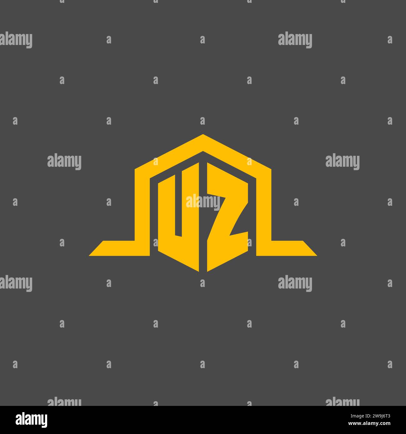 UZ monogram initial logo with hexagon style design ideas Stock Vector