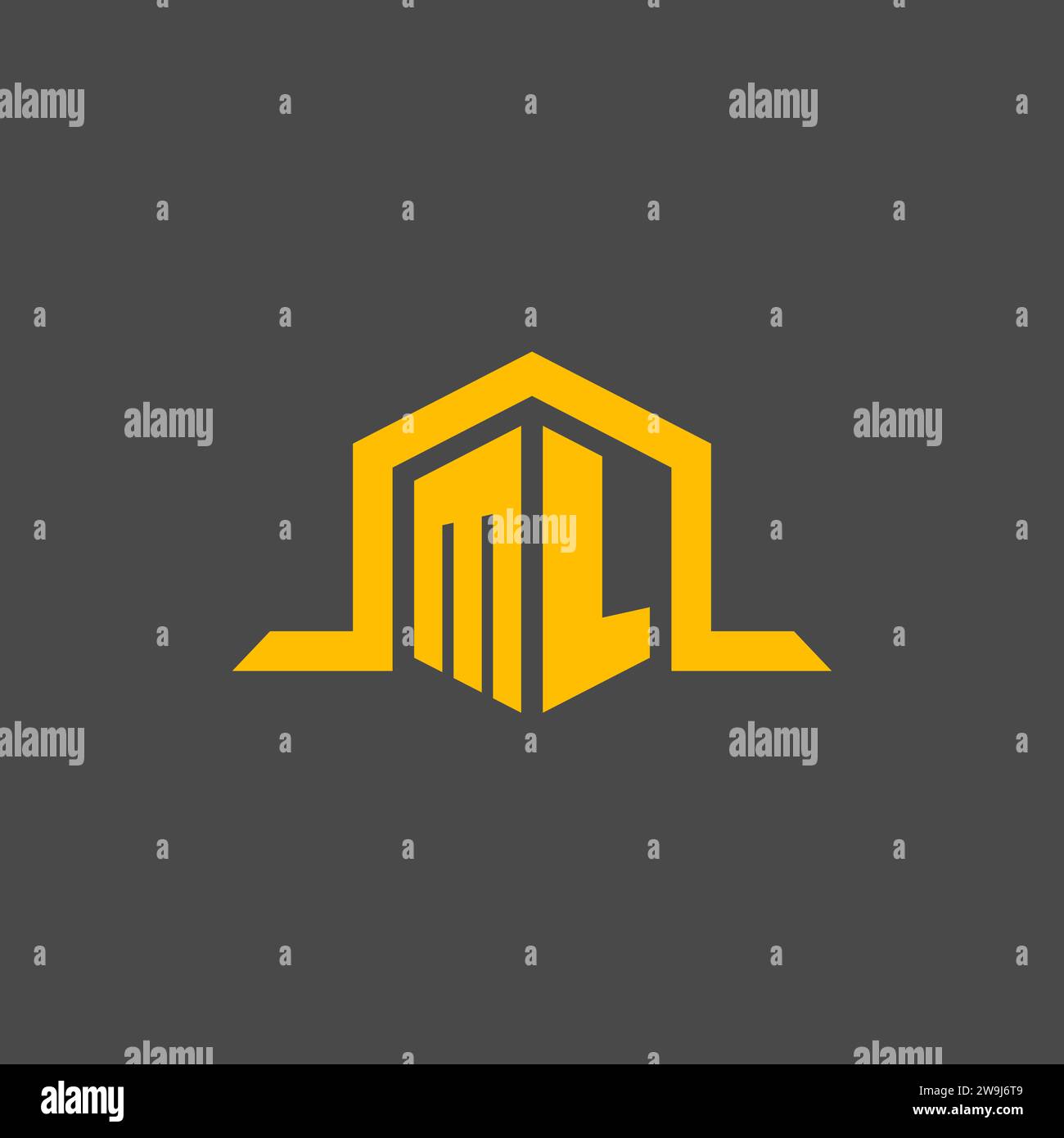ML monogram initial logo with hexagon style design ideas Stock Vector