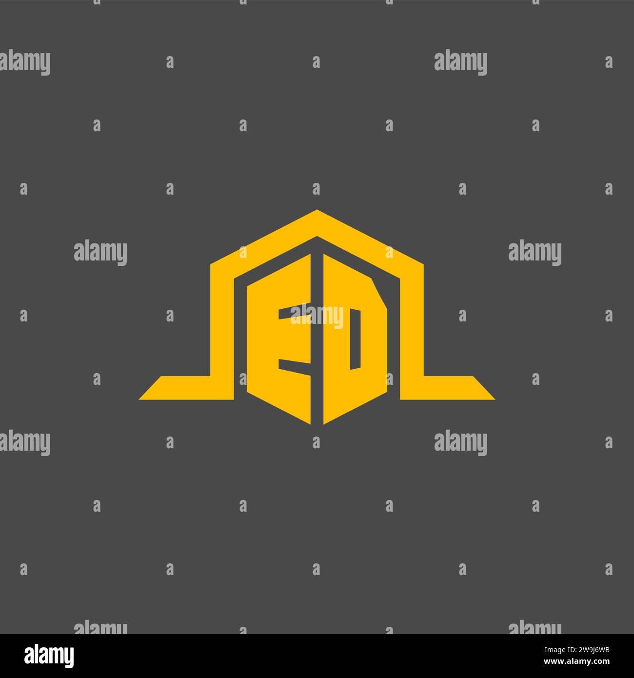 ED monogram initial logo with hexagon style design ideas Stock Vector