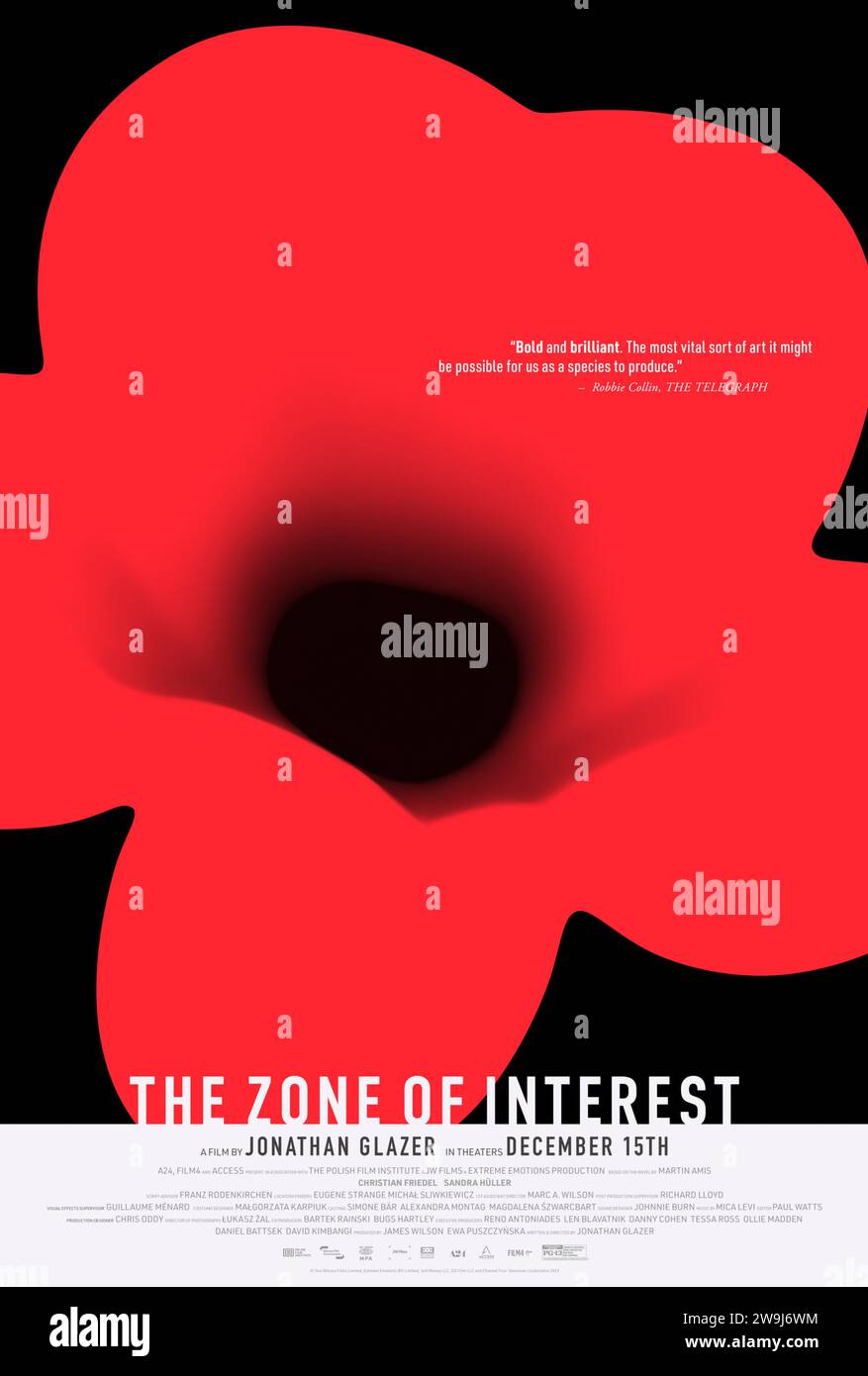 The Zone of Interest (2023) directed by Jonathan Glazer and starring Sandra Hüller Christian Friedel and Freya Kreutzkam. Adaptation of Martin Amis' novel about the commandant of Auschwitz, Rudolf Höss, and his wife Hedwig, who strive to build a dream life for their family in a house and garden next to the camp. US one sheet poster ***EDITORIAL USE ONLY***. Credit: BFA / A24 Stock Photo