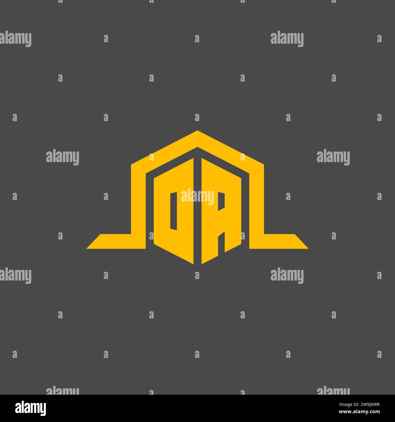 OA monogram initial logo with hexagon style design ideas Stock Vector