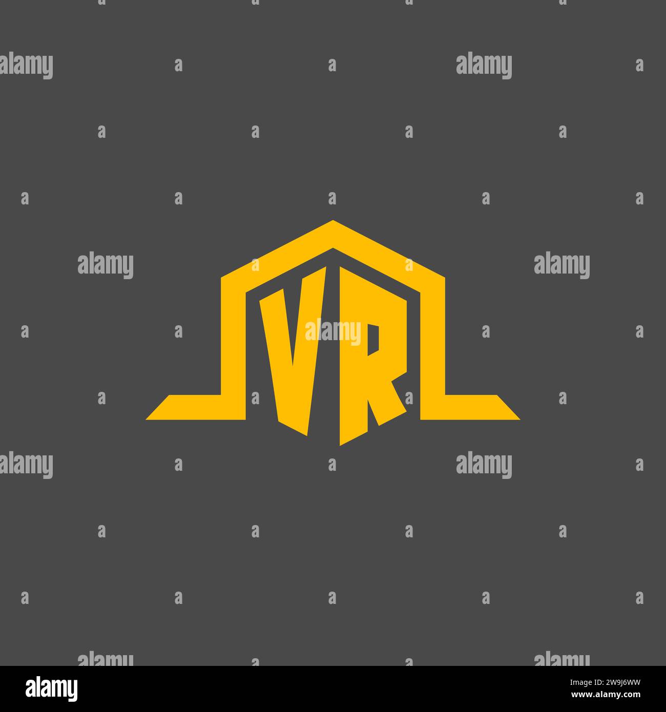 VR monogram initial logo with hexagon style design ideas Stock Vector