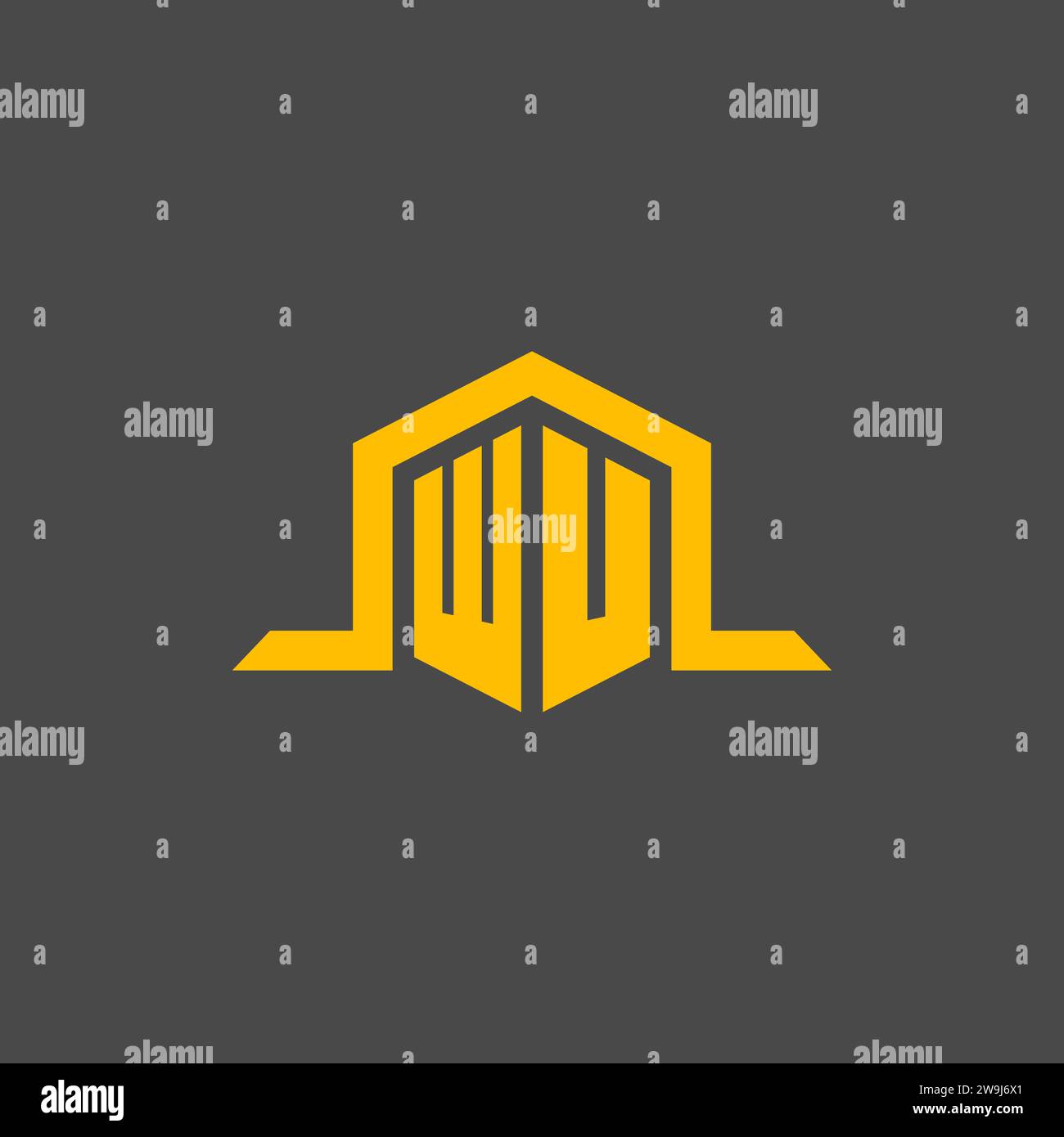 WU monogram initial logo with hexagon style design ideas Stock Vector