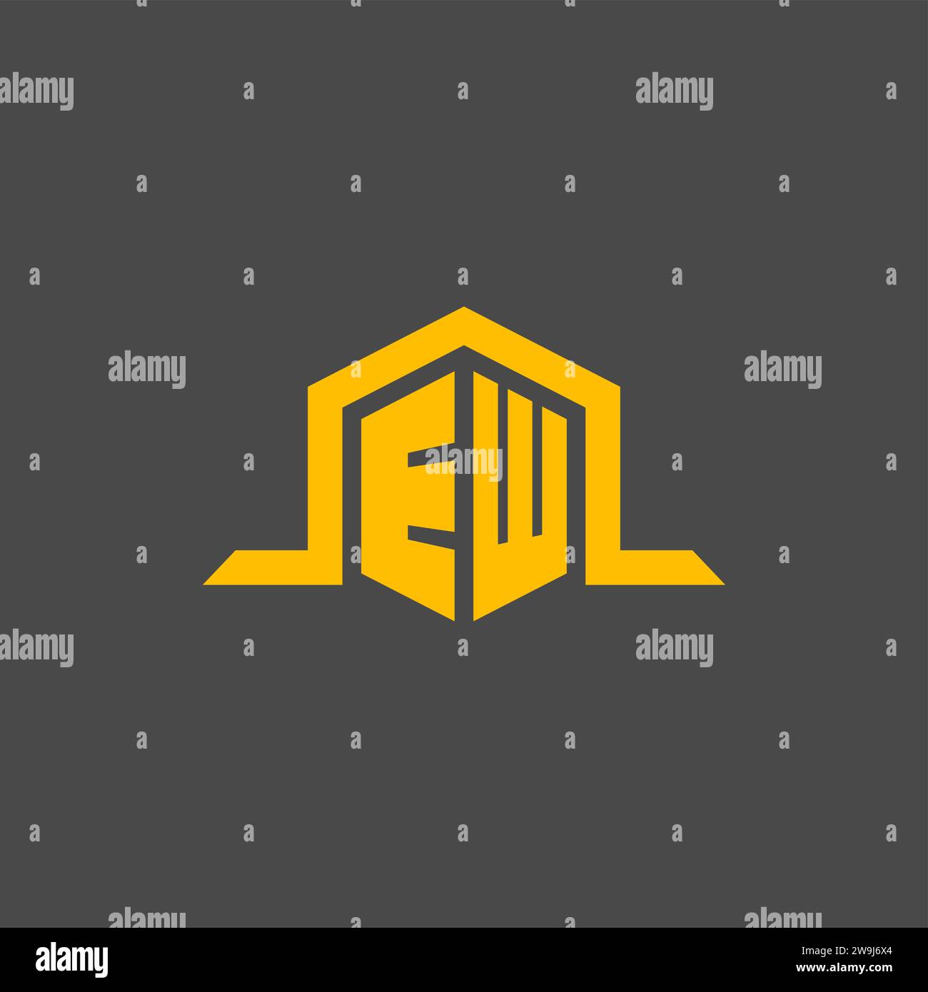 EW monogram initial logo with hexagon style design ideas Stock Vector