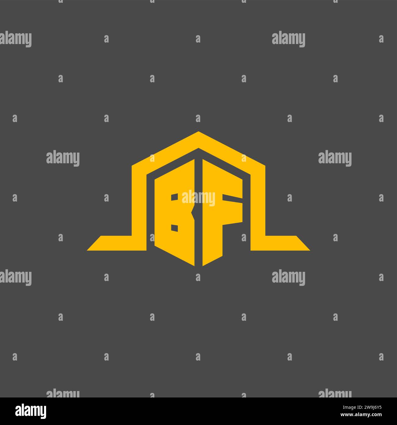 BF monogram initial logo with hexagon style design ideas Stock Vector