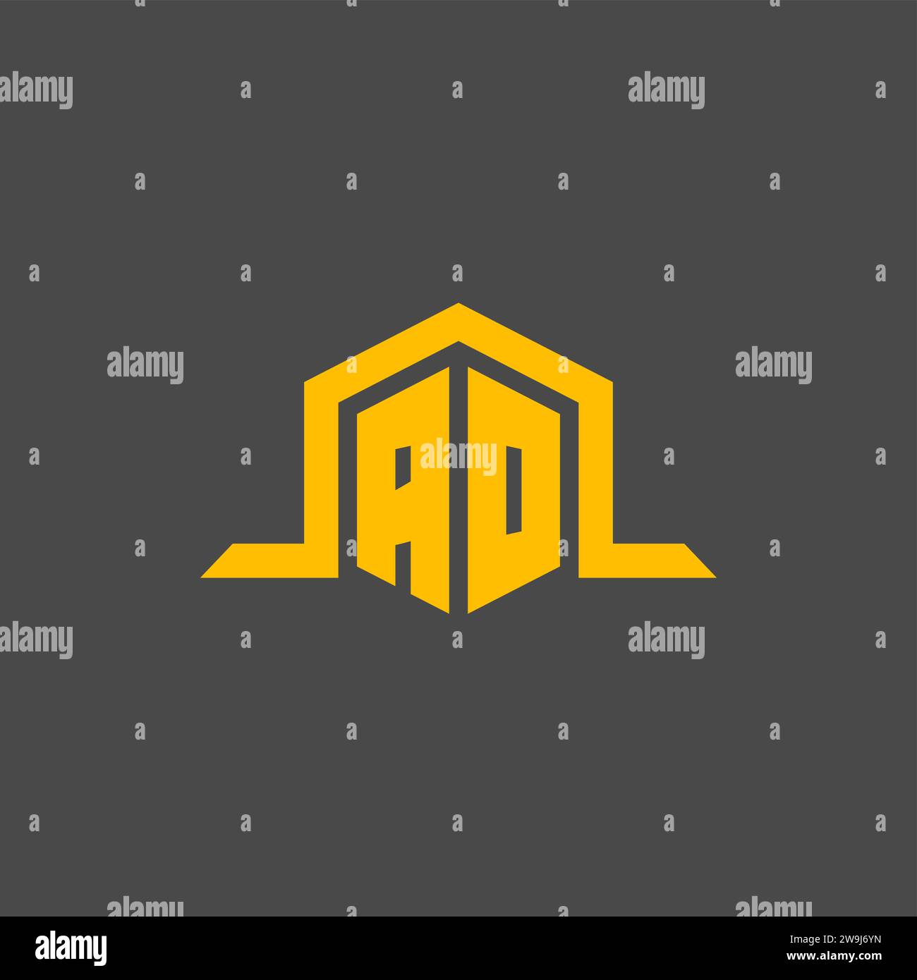AO monogram initial logo with hexagon style design ideas Stock Vector
