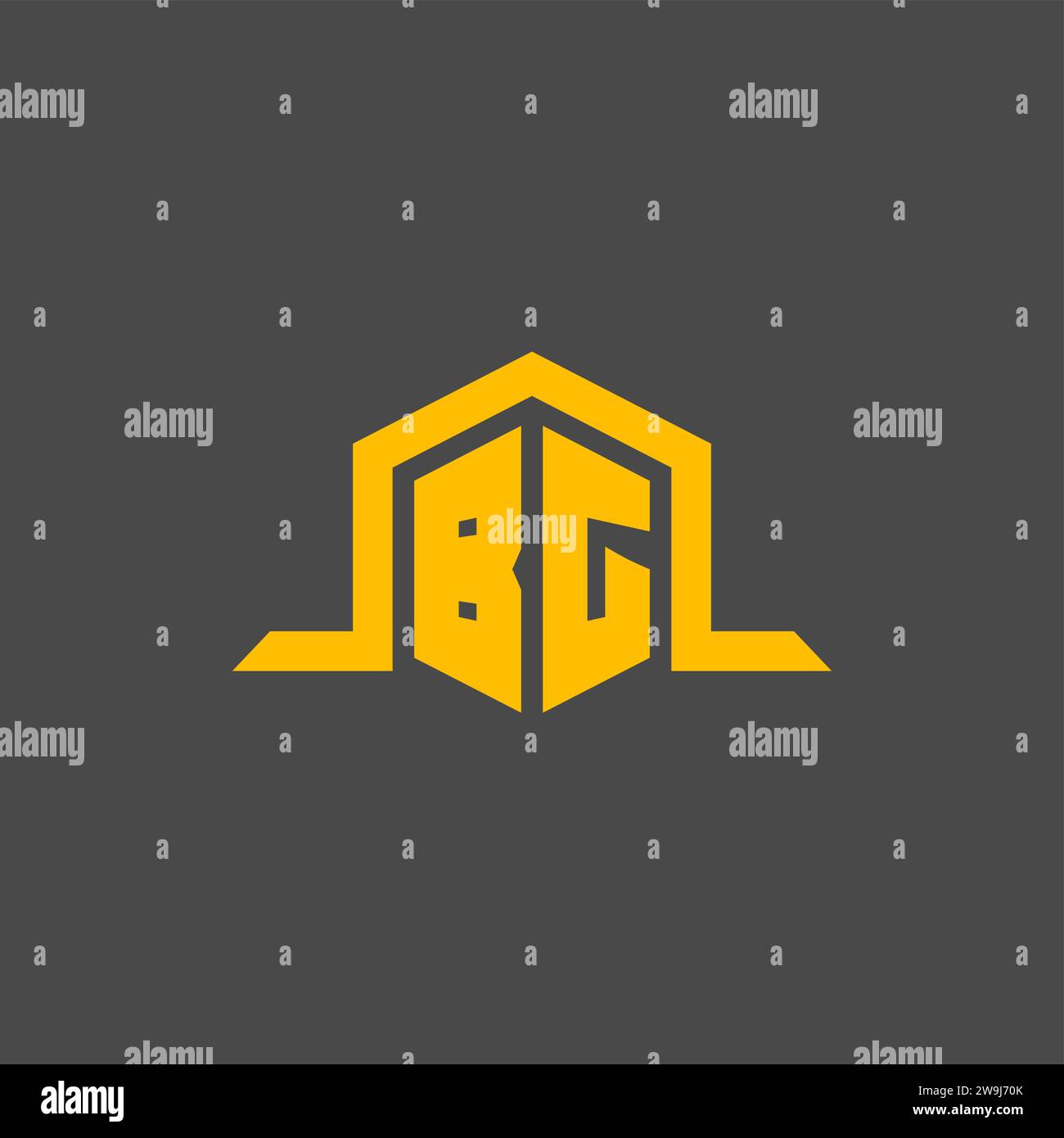 BG monogram initial logo with hexagon style design ideas Stock Vector