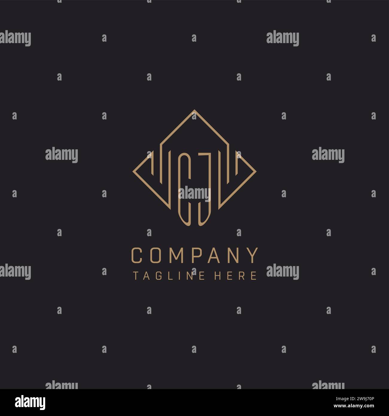 Monogram CJ with rhombus line logo style, Luxury elegant logo design ...