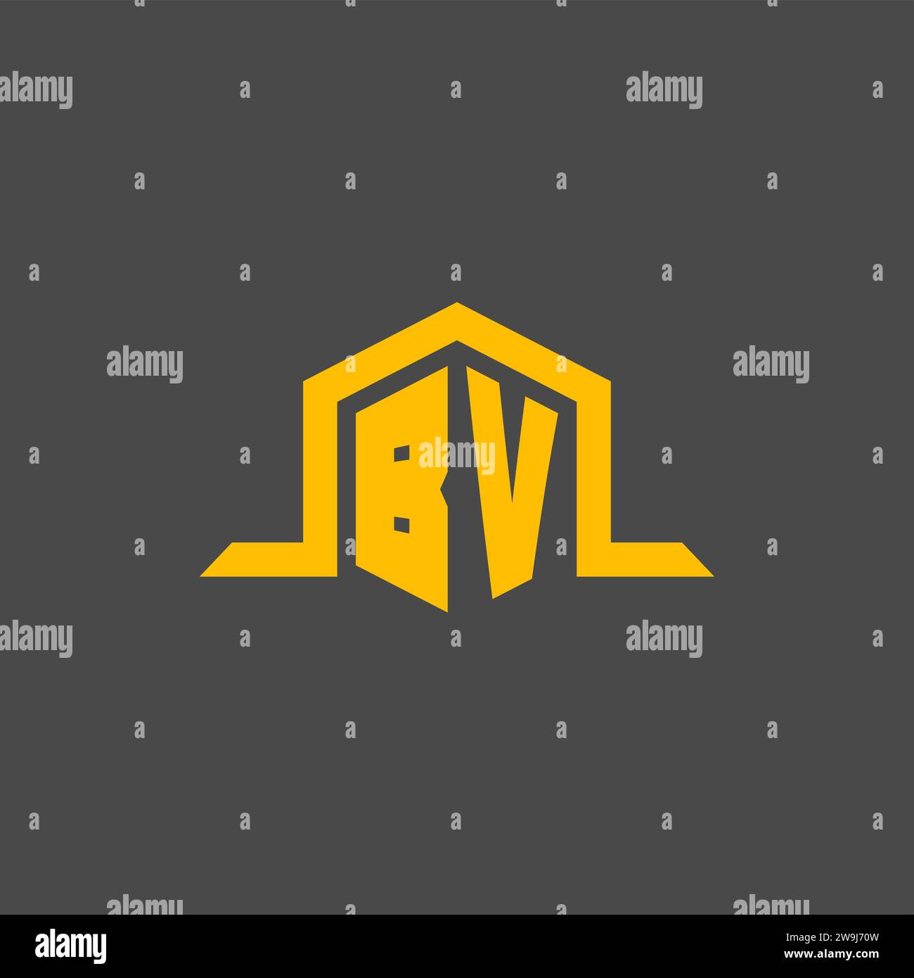 BV monogram initial logo with hexagon style design ideas Stock Vector