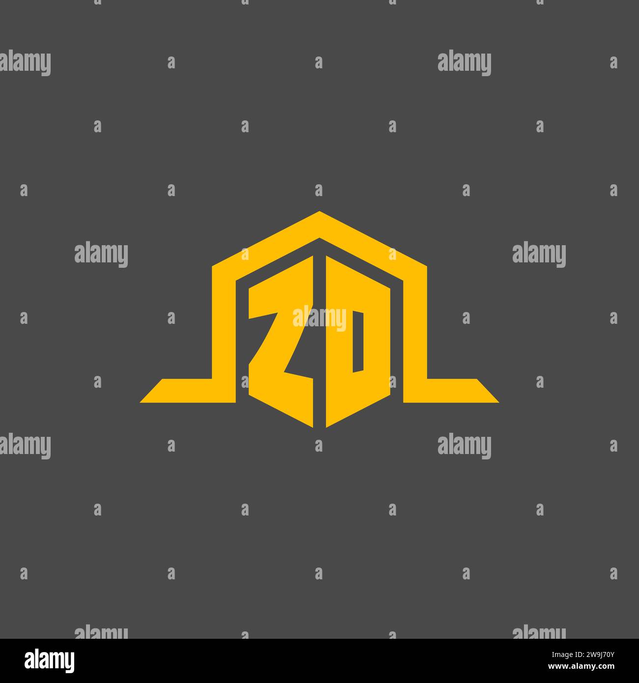 ZO monogram initial logo with hexagon style design ideas Stock Vector