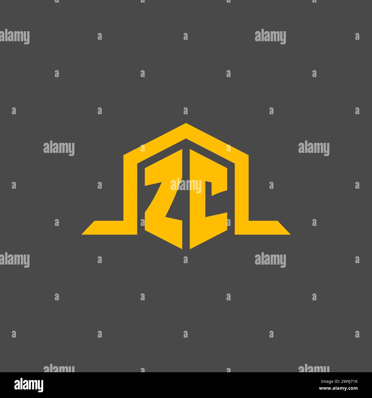 ZC monogram initial logo with hexagon style design ideas Stock Vector