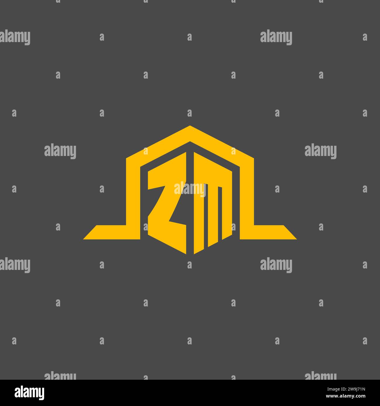 ZM monogram initial logo with hexagon style design ideas Stock Vector