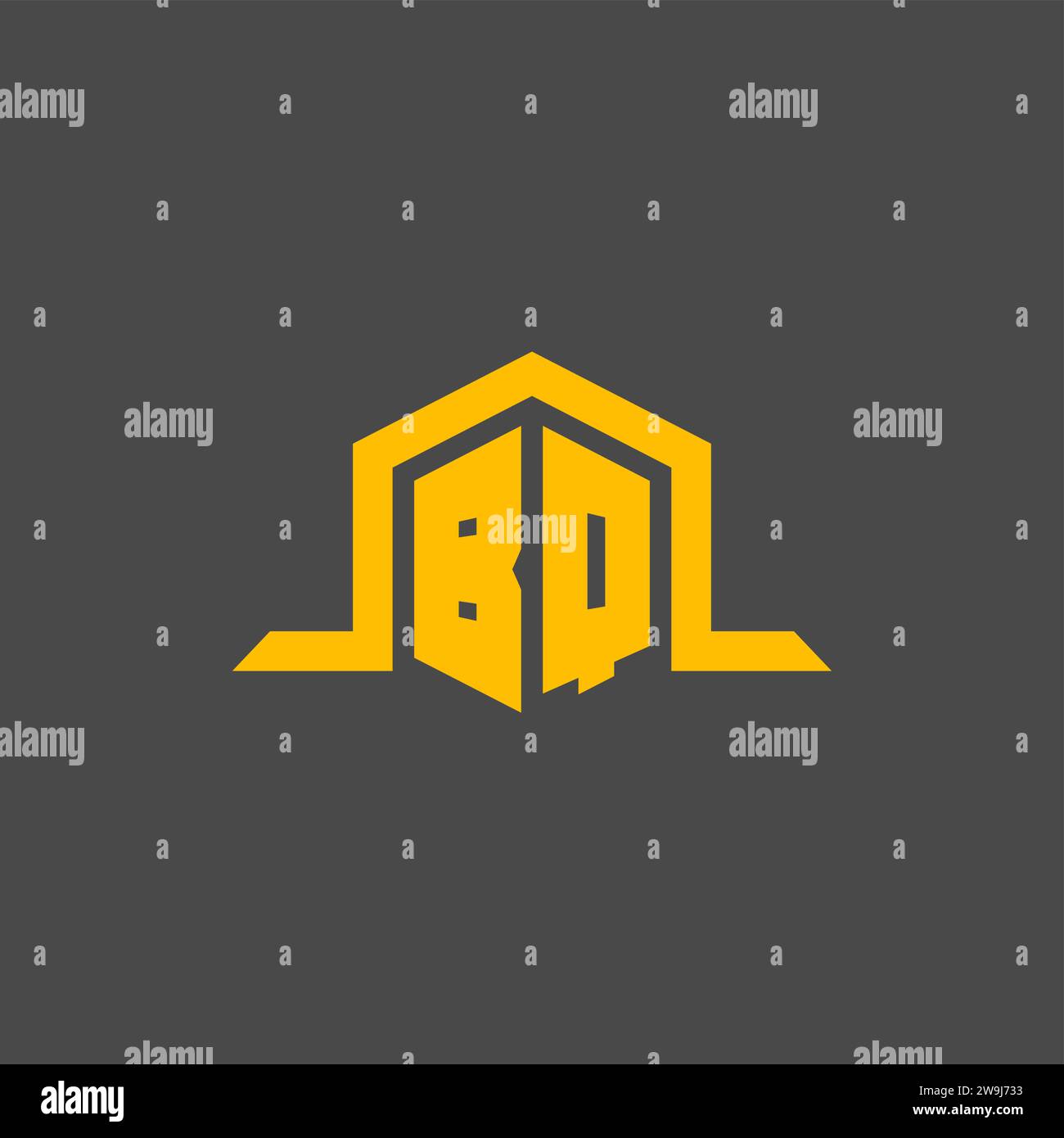BQ monogram initial logo with hexagon style design ideas Stock Vector