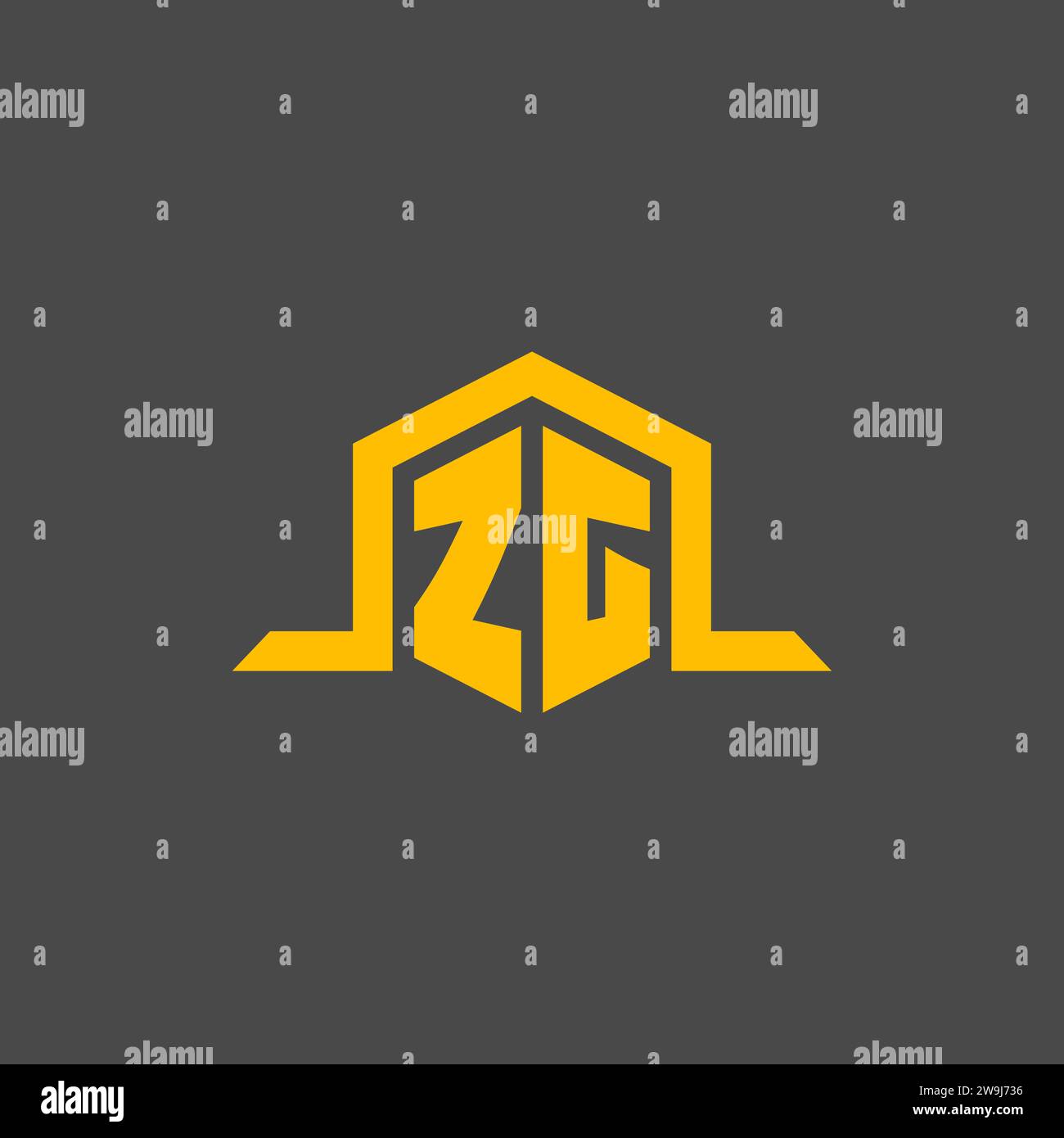 ZG monogram initial logo with hexagon style design ideas Stock Vector