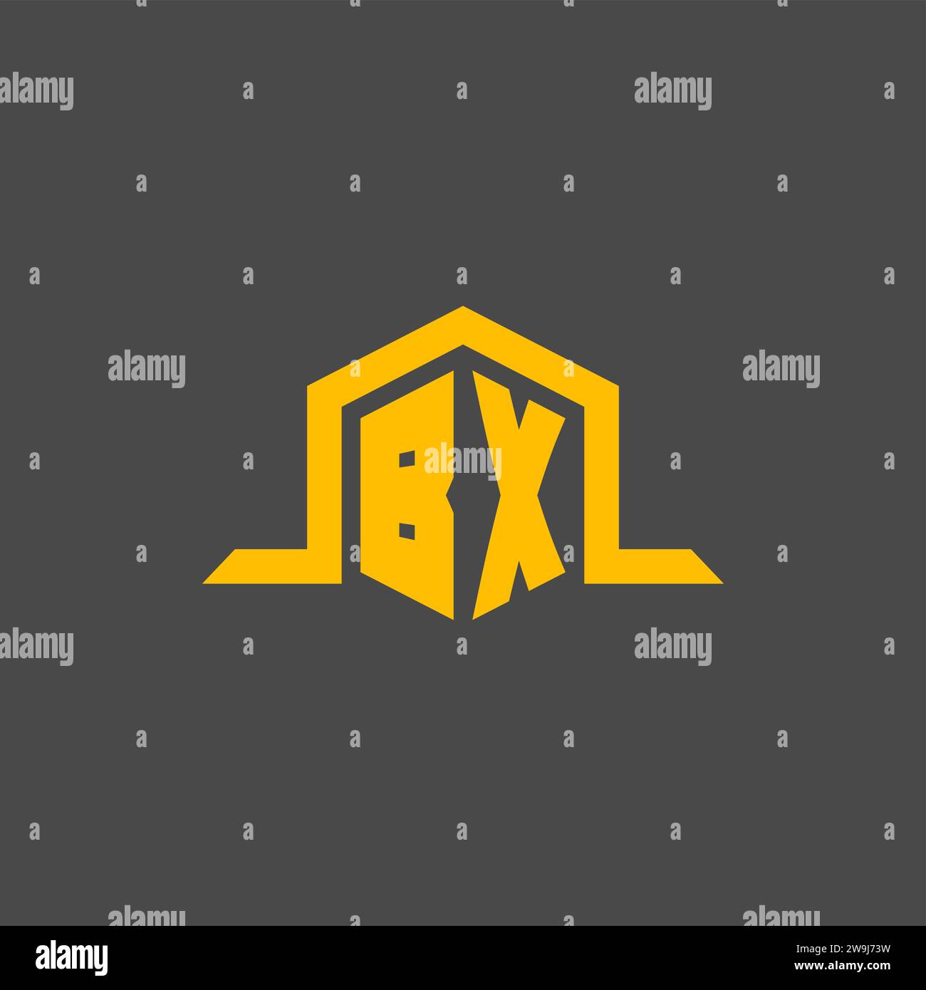 BX monogram initial logo with hexagon style design ideas Stock Vector