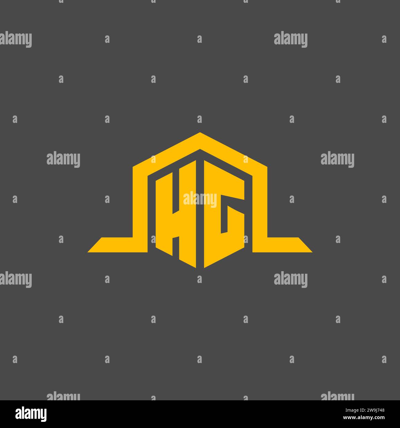 HG monogram initial logo with hexagon style design ideas Stock Vector
