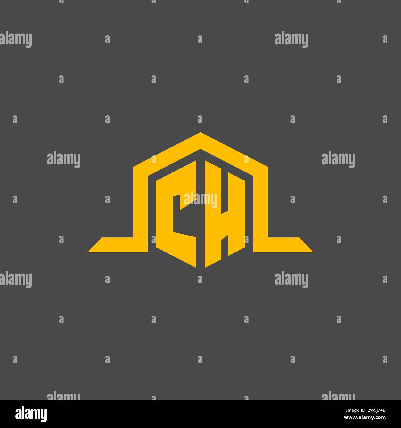 CH monogram initial logo with hexagon style design ideas Stock Vector