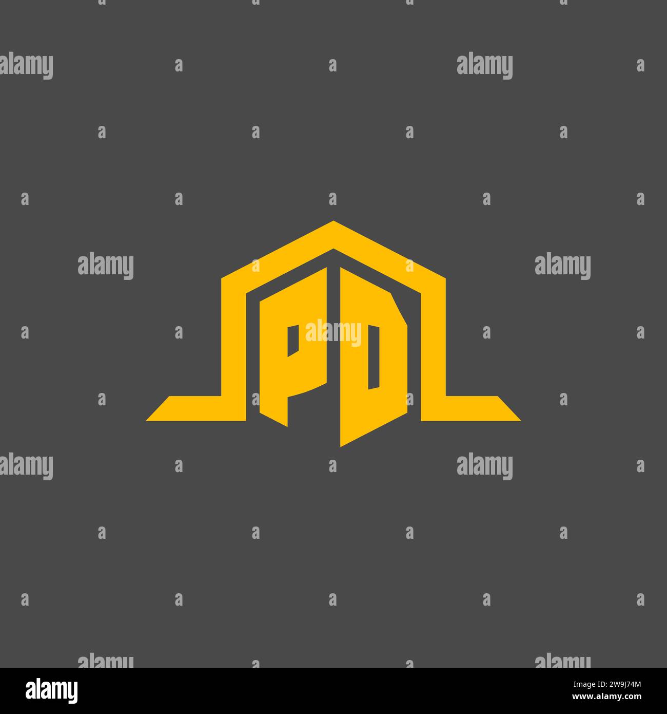 PD monogram initial logo with hexagon style design ideas Stock Vector
