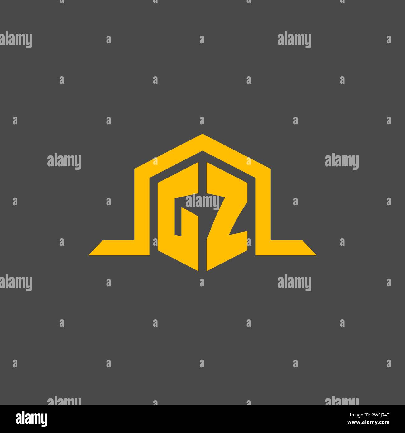 GZ monogram initial logo with hexagon style design ideas Stock Vector