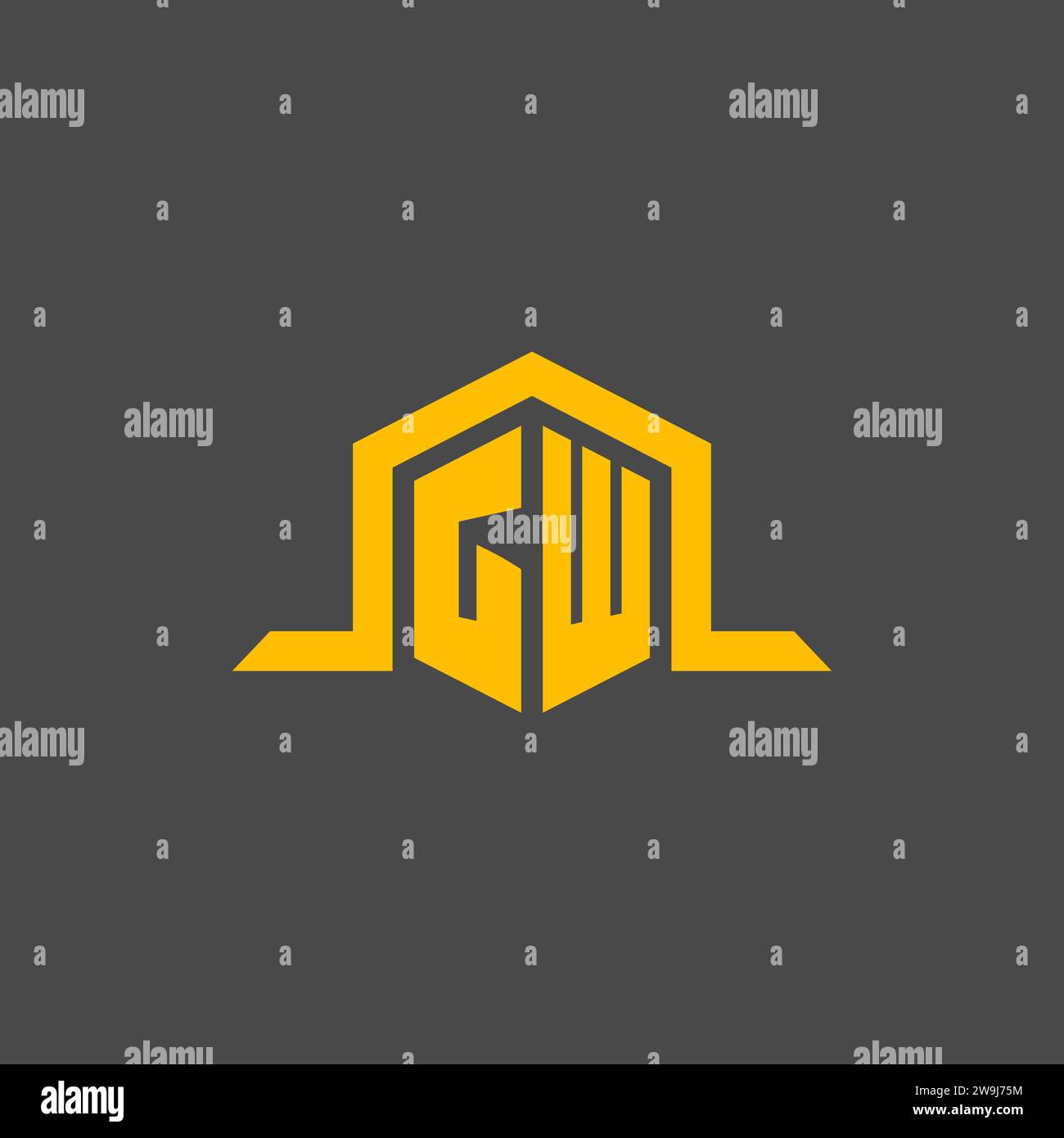 GW monogram initial logo with hexagon style design ideas Stock Vector