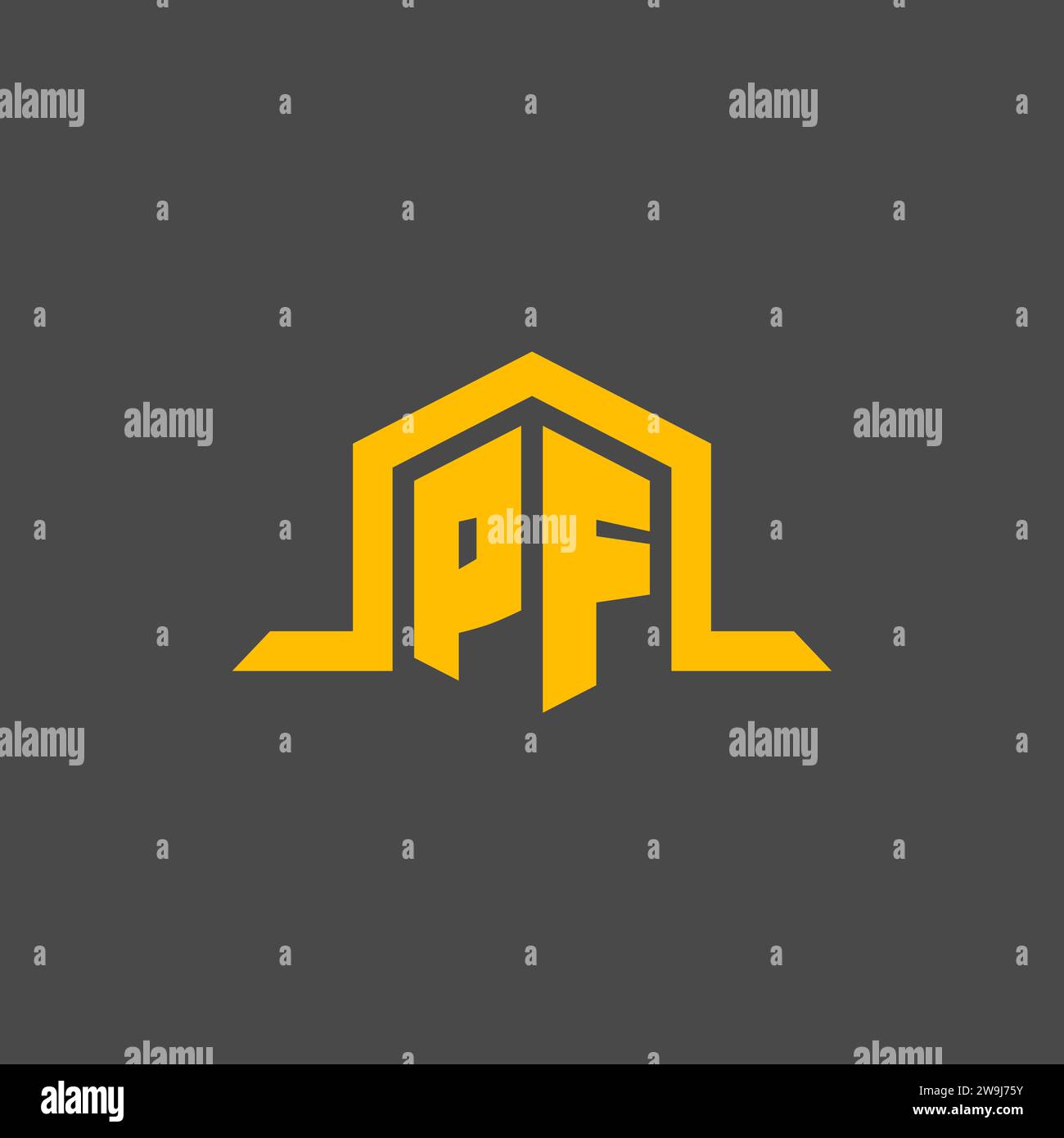 PF monogram initial logo with hexagon style design ideas Stock Vector