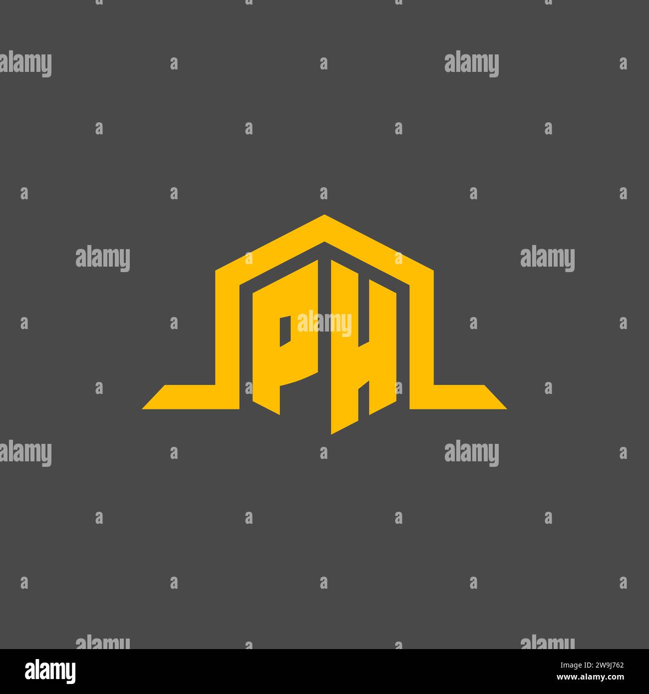 PH monogram initial logo with hexagon style design ideas Stock Vector