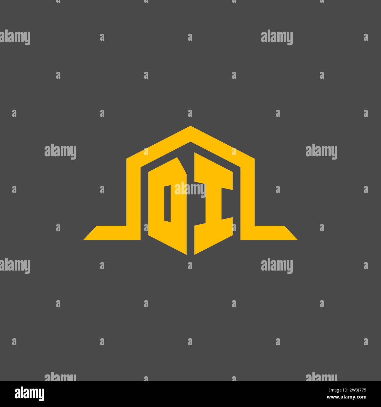DI monogram initial logo with hexagon style design ideas Stock Vector