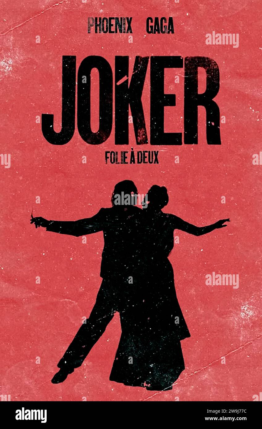Joker: Folie à Deux (2024) directed by Todd Phillips and starring Joaquin Phoenix, Zazie Beetz, Brendan Gleeson and Lady Gaga. Eagerly awaited sequel to the critically acclaimed 2018 Joker film. US teaser poster ***EDITORIAL USE ONLY***. Credit: BFA / Warner Bros Stock Photo
