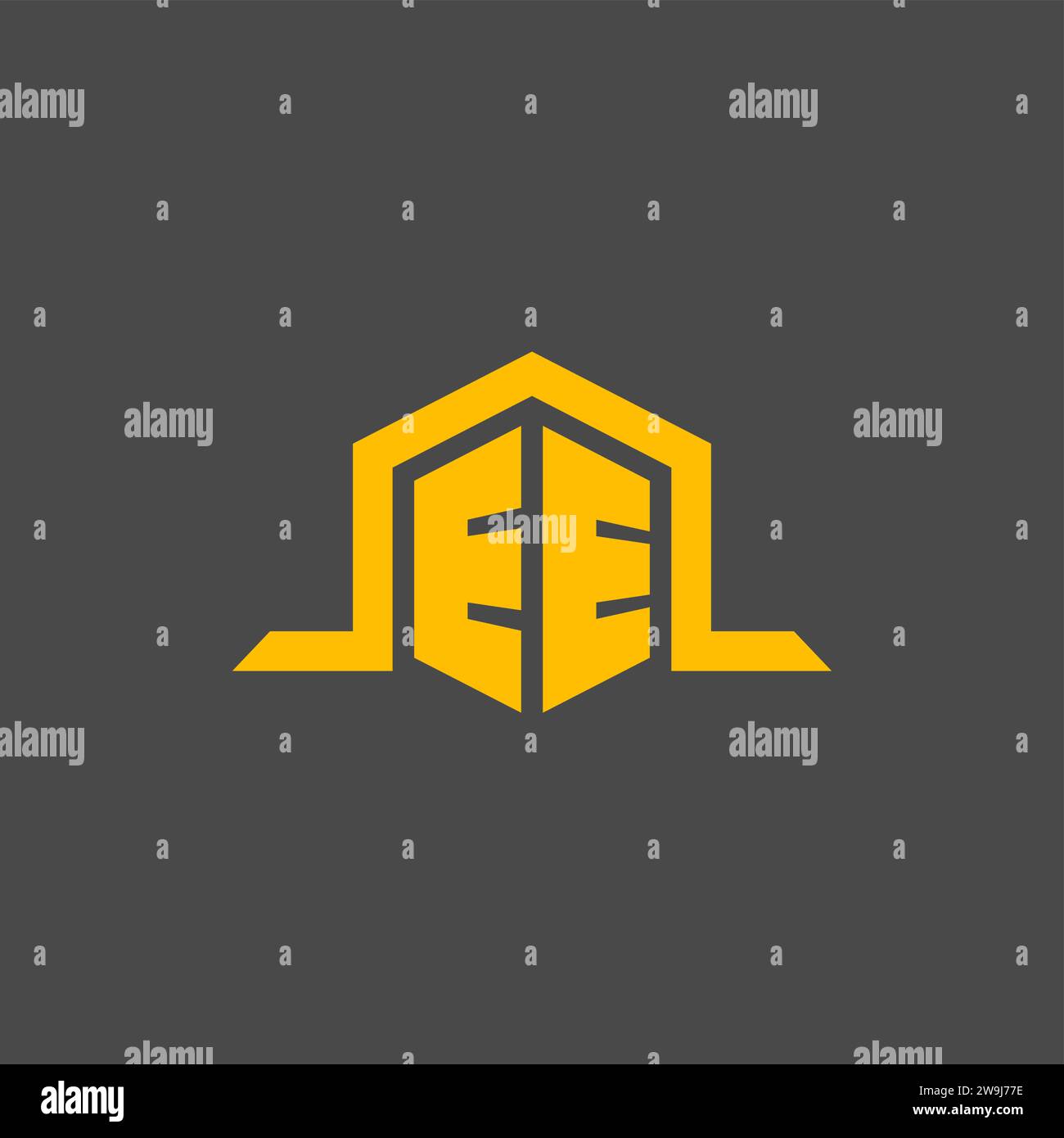 EE monogram initial logo with hexagon style design ideas Stock Vector