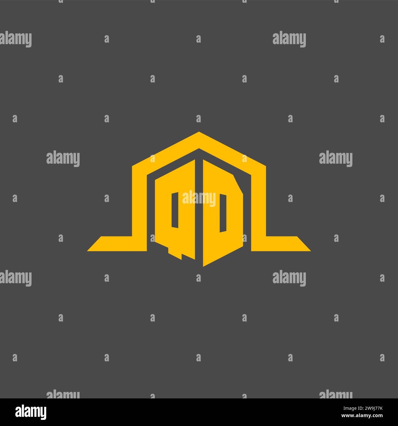 QD monogram initial logo with hexagon style design ideas Stock Vector