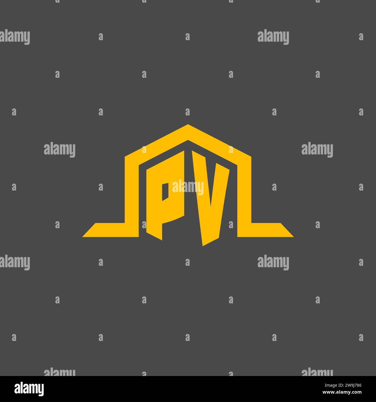PV monogram initial logo with hexagon style design ideas Stock Vector